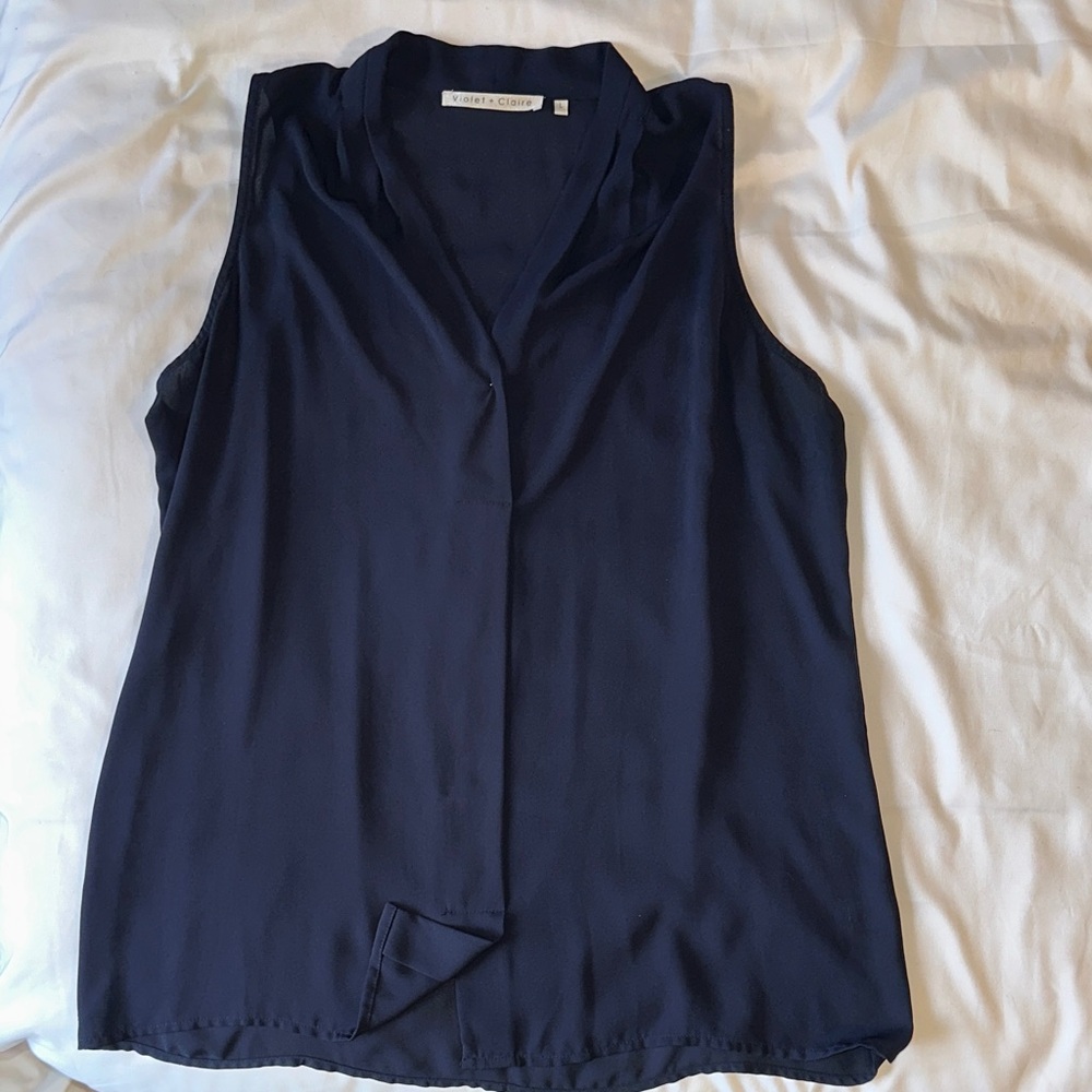 Violet + Claire Dark Blue Sleeveless Blouse